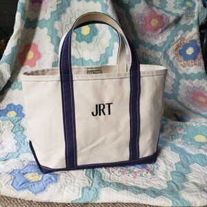 final Vintage USA LL Bean Boat And Tote Bag Blue & White 14x11